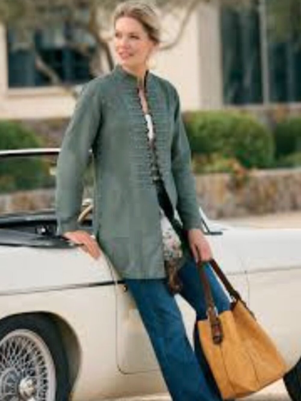 Soft Surroundings Moss Olive Green Jacket Military Ramie Sz M Sheffield Coins